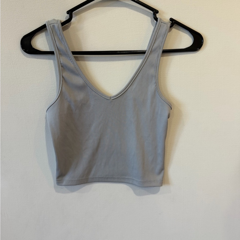 SHEIN Light Gray Ribbed Crop Top